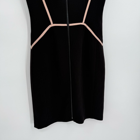 Rebecca Taylor black sheath dress Pink trim size 6 Cap Sleeves Lined Back Zip - Picture 8 of 10
